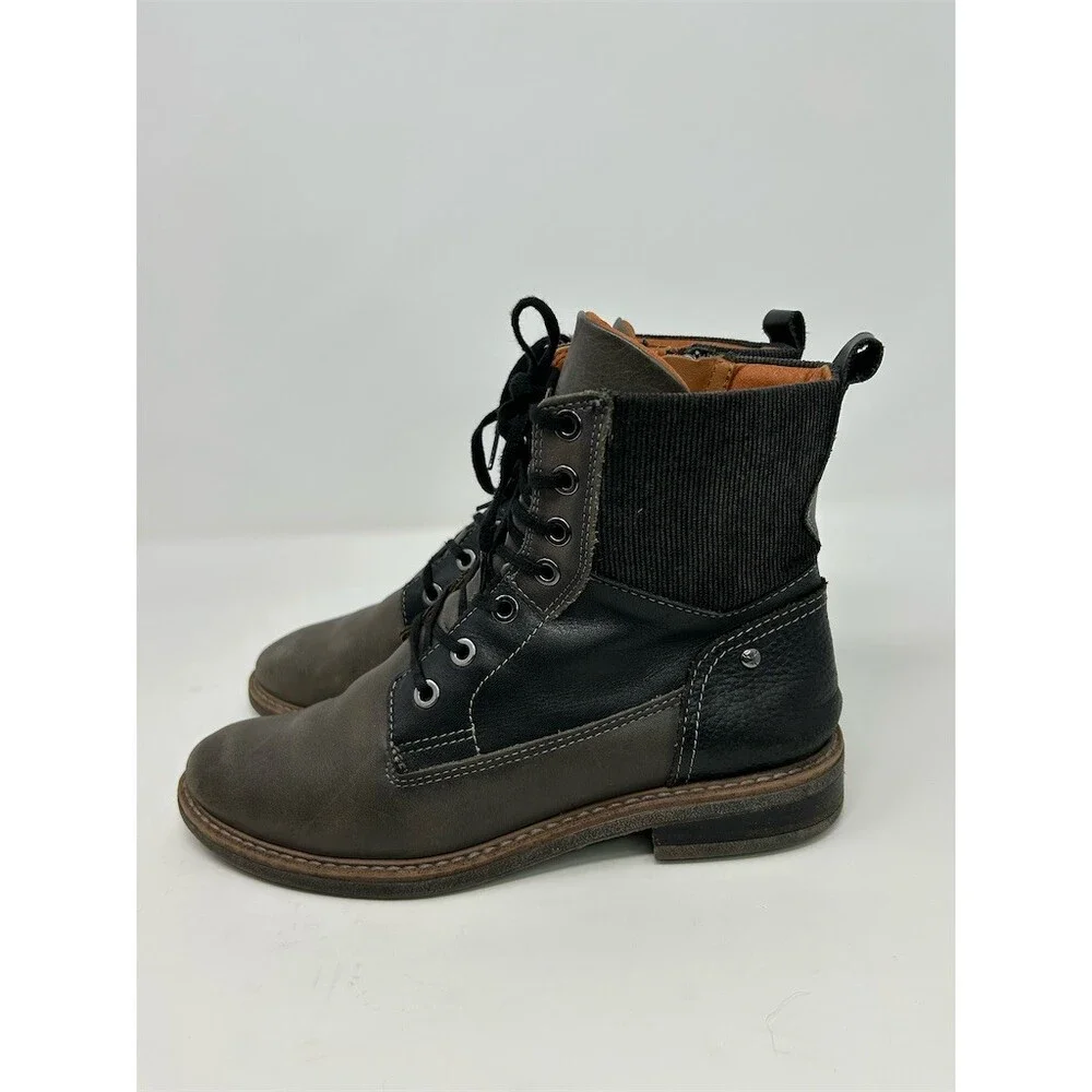 Pikolinos Aldaya Womens Ankle Boots Gray Lace-Up Side Zip Combat Casual Size 37